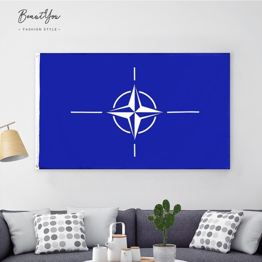 90x150cm (5x3ft) NATO Flag Bule Polyester Cloth NATO Banner Flag Decoration [BeautYou.my]