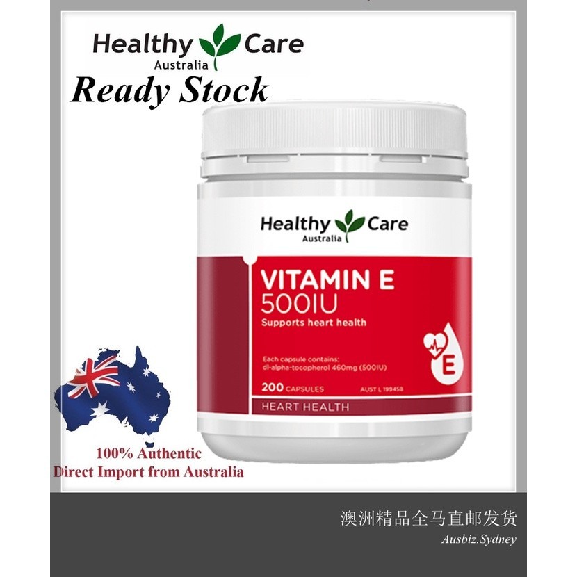 [Ready Stock EXP:12/2027] Healthy Care Vitamin E 500IU 200 Capsules ( Made in Australia )