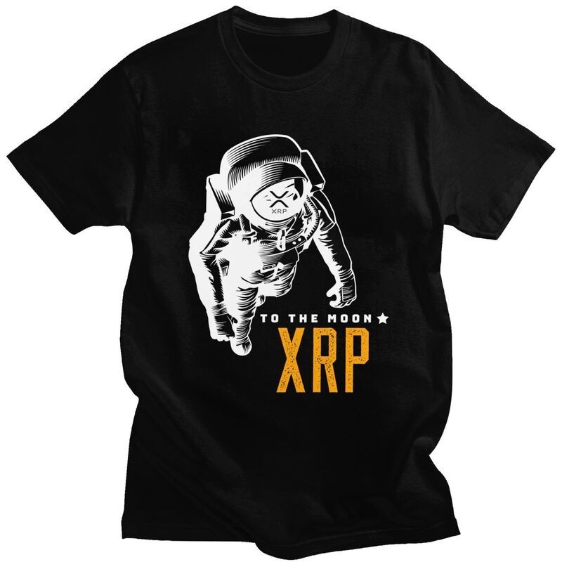 Cool Amazing Ripple XRP Moon T Shirts Men Short Sleeve Bitcoin Crypto T-shirt Streetwear Tee Pre-shrunk Cotton Tshirt Merch