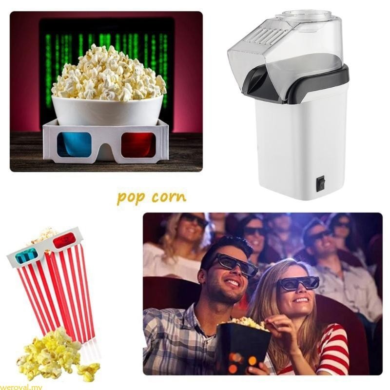 weroyal Mini Popcorn Machine Plug-In Hot-Air Corn Popper Oil-Free Portable Popcorn Makers US EU Plug for Kitchen Party T