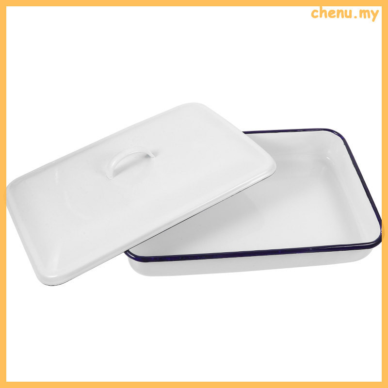 【in stock】  Bread Loaf Pan Rectangular Serving Trays Pizza Oven Enamel and Dial Plate White