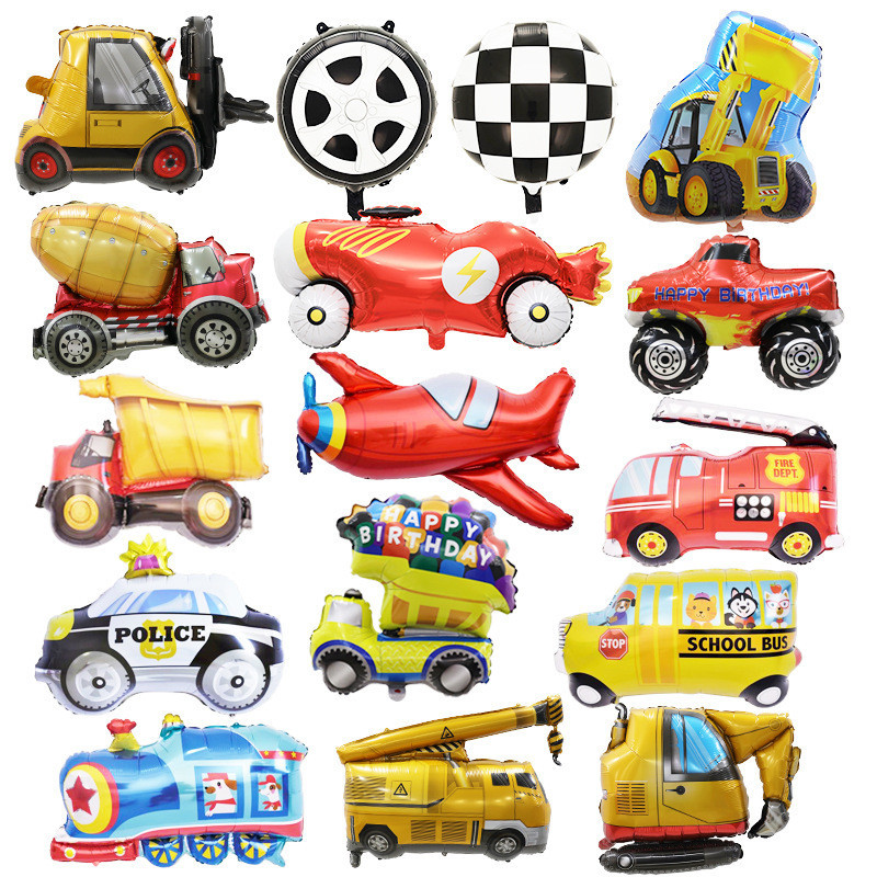 [24h Fast Delivery] Train Aluminum Film Balloon Baby Birthday Decoration Car Nautical Party Decoration Engineering Vehicle Tank Fire Truck Balloon Birthday Decoration Party Decoration Birthday Balloon Party Balloon