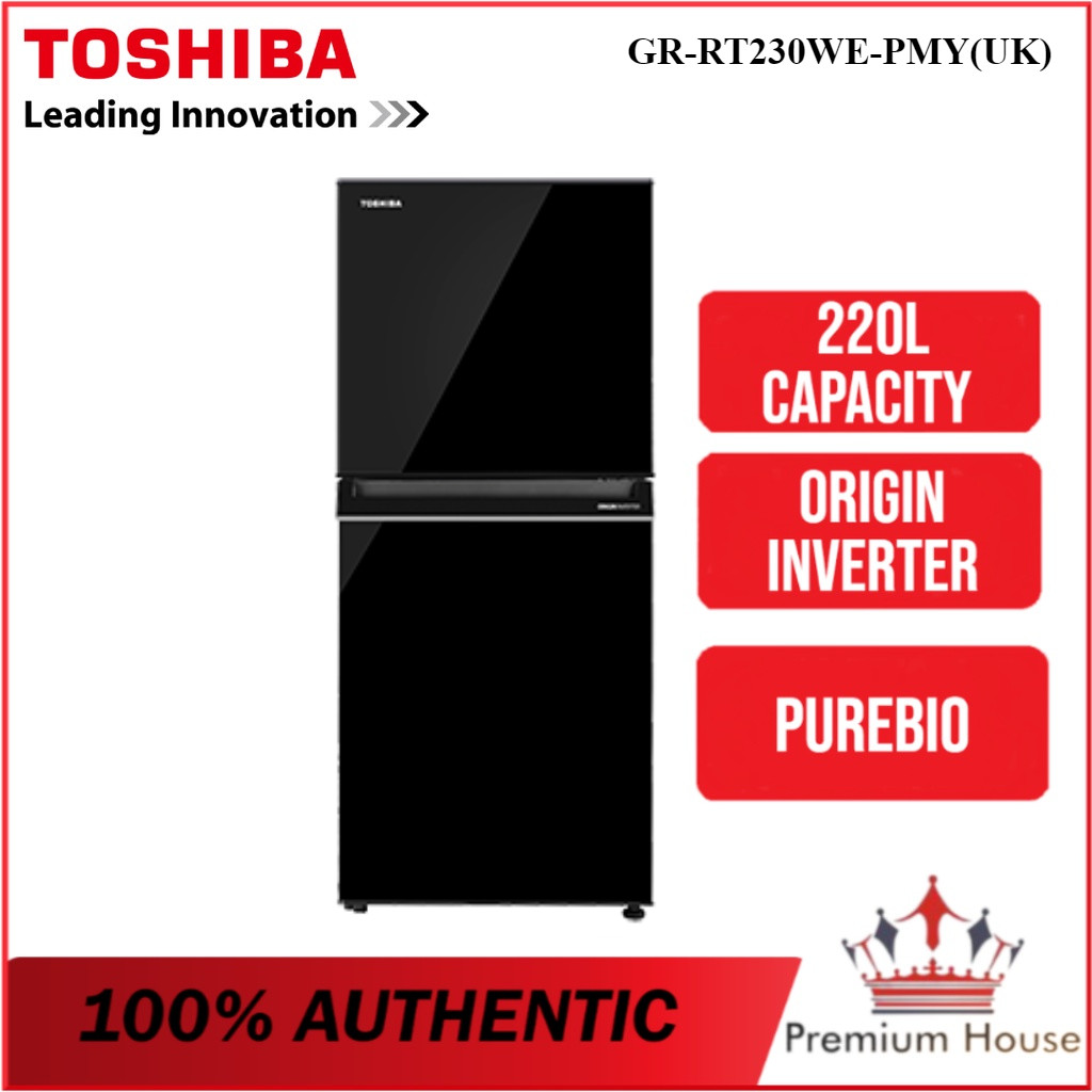 Toshiba 2 Door Inverter Fridge GR-RT230WE-PMY(SS) / GR-RT230WE-PMY(UK) (220L)Gross Capacity Replace GR-B22MP(SS)