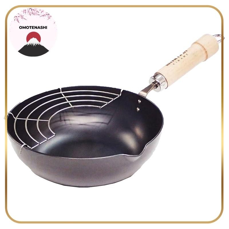 Riverlight KIWAME Japanese-made one-handed tempura pan/frypan KIWAME JAPAN black