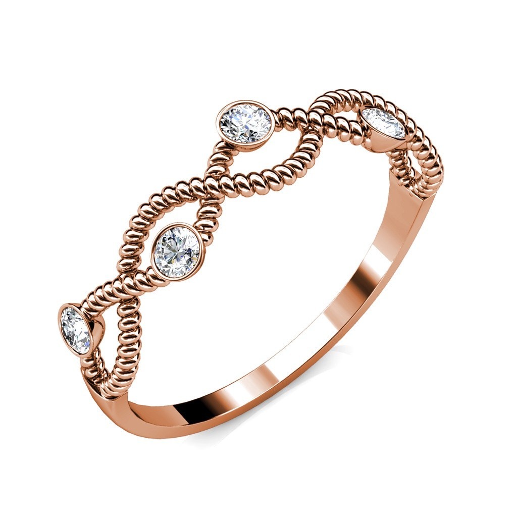 Her Jewellery Princess Tiara Ring (Rose Gold) - Luxury Crystal Embellishments with 18K Gold plating