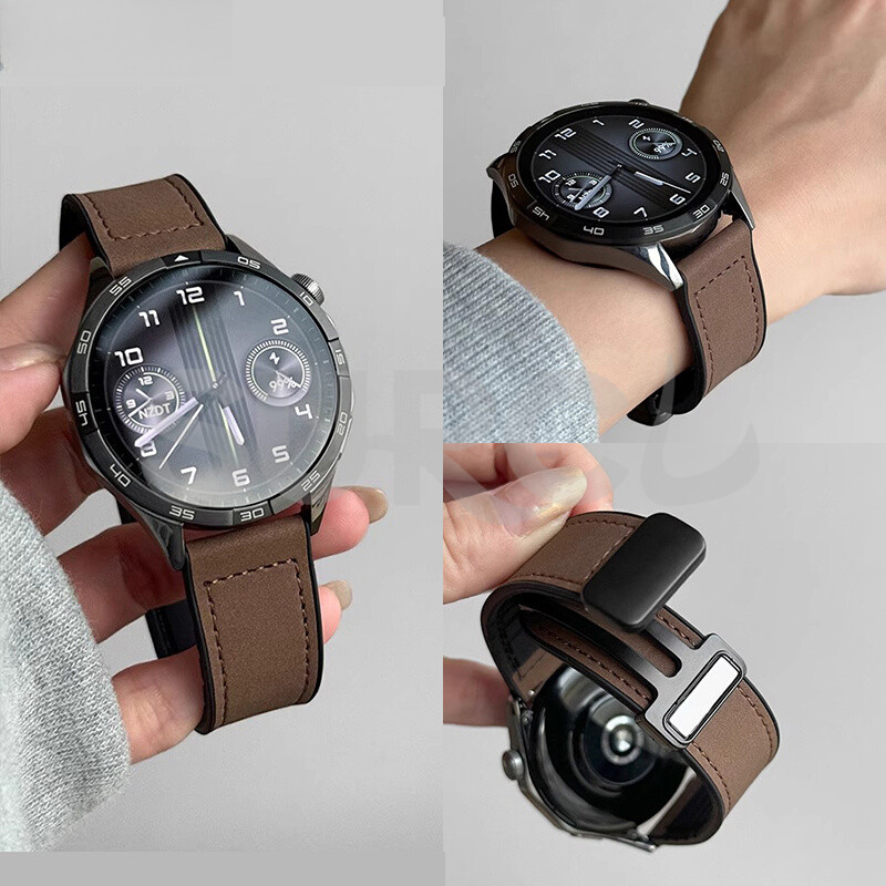 Universal 20mm 22mm Leather Strap for Xiaomi Watch S4 Sport S3 S2 S1 pro Vintage Band for Redmi Smart Watch 5/3 Lite/Active men Magnetic buckle Leather Bracelet GT 5 4 3 2 Pro