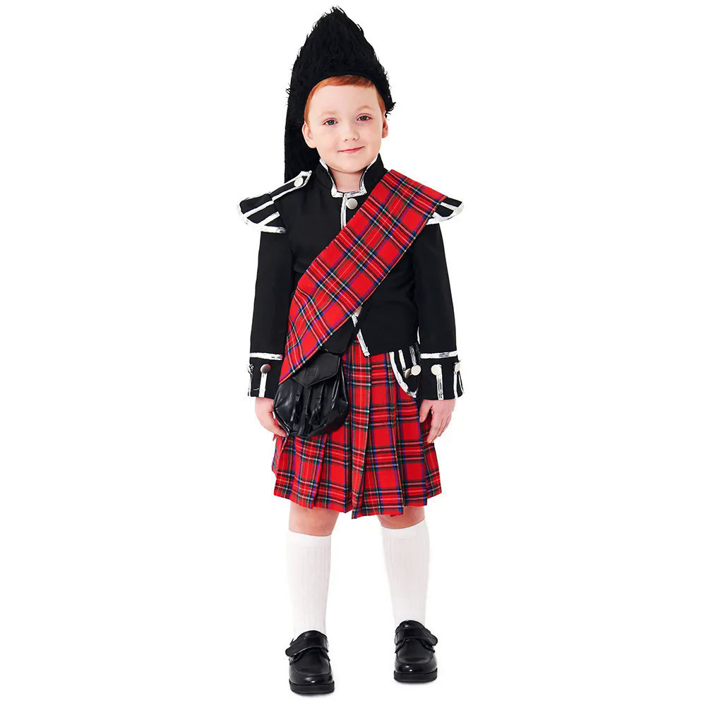 Umorden Kids Child Scotsman Costume for Boys Tartan Kilt Set Scottish Outfit 2-4Y 4-10Y 10-12Y