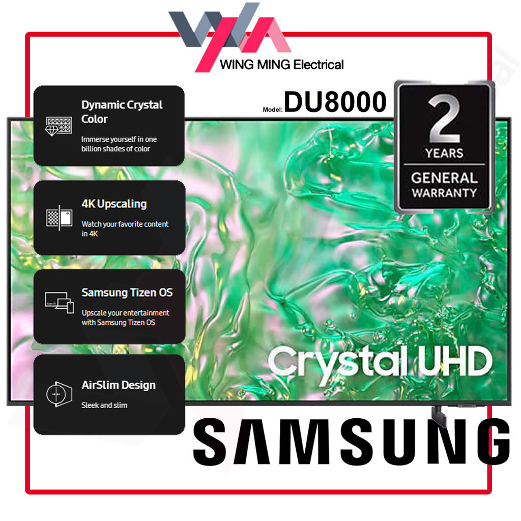 (2024 New Model) Samsung 55 Inch LED (UA55DU8000) Crystal UHD 4K Smart TV Television/电视机 (UA55DU8000KXXM)