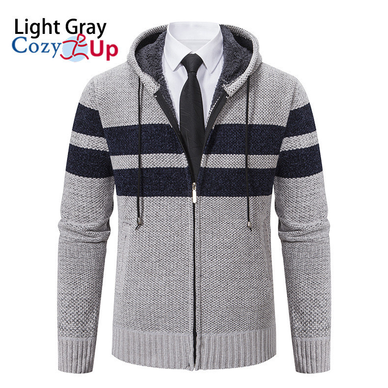 Cozy Up Mens Knitted Cardigan Hooded Sweaters Pull Luxe Vinatge Patchwork Color Thick Warm Fleece Sweter Masculina Men Jacket Coats