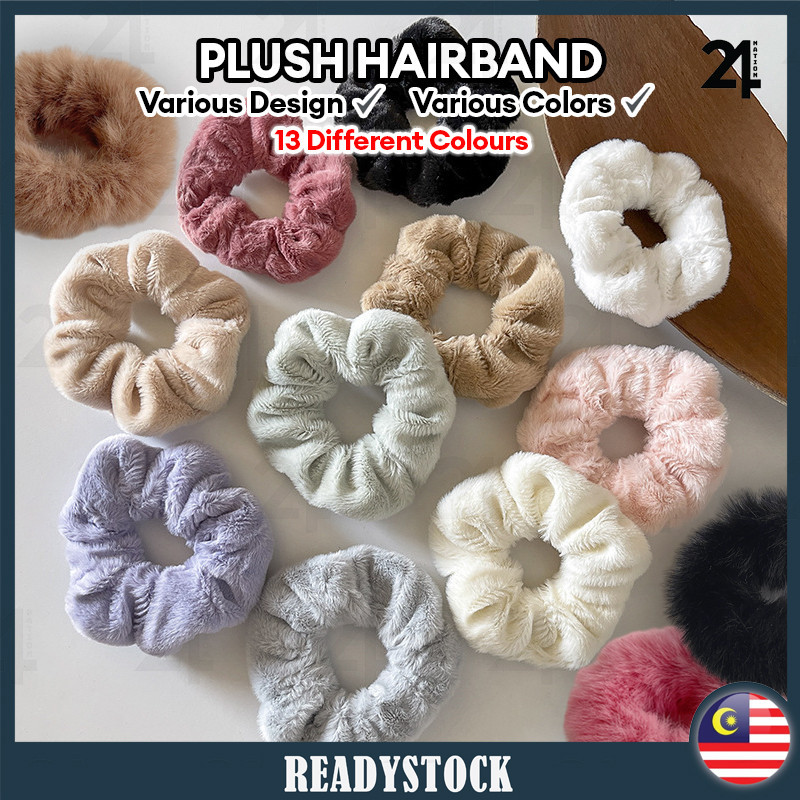 Korean Plush Scrunchies Hairband Ins Elastic Hair Band Tie Accessories Women Pengikat Rambut Wanita 韓版毛绒发圈大肠