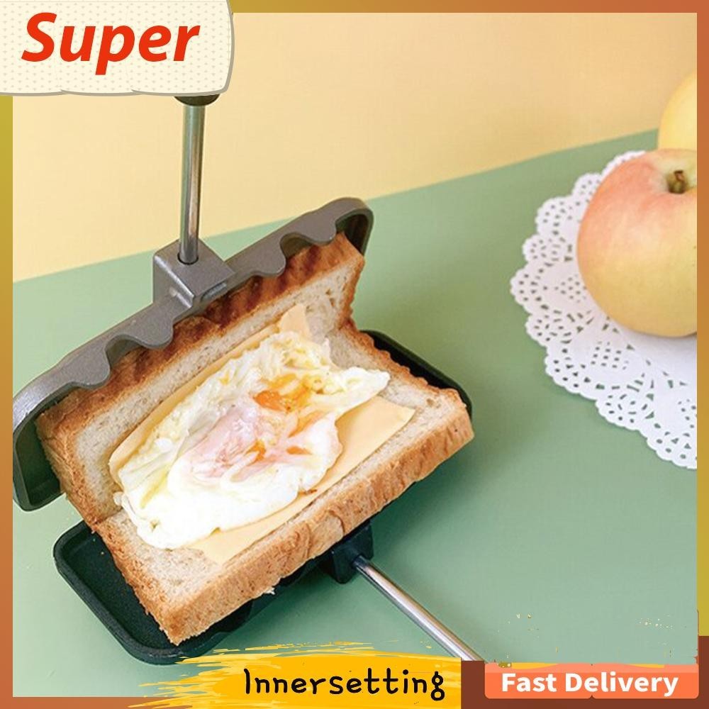 [innersetting.my] Baking Tray Double-sided Hot Dog Toaster Panini Press for Pancakes Omelets Toast