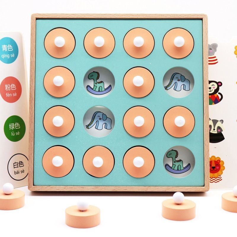 [Taiwan Shipment] Early Childhood Education Educational Toys Wooden Memory Chess Numbers Letters Animal Memory Chess Intellectual Development Montessori Early Education