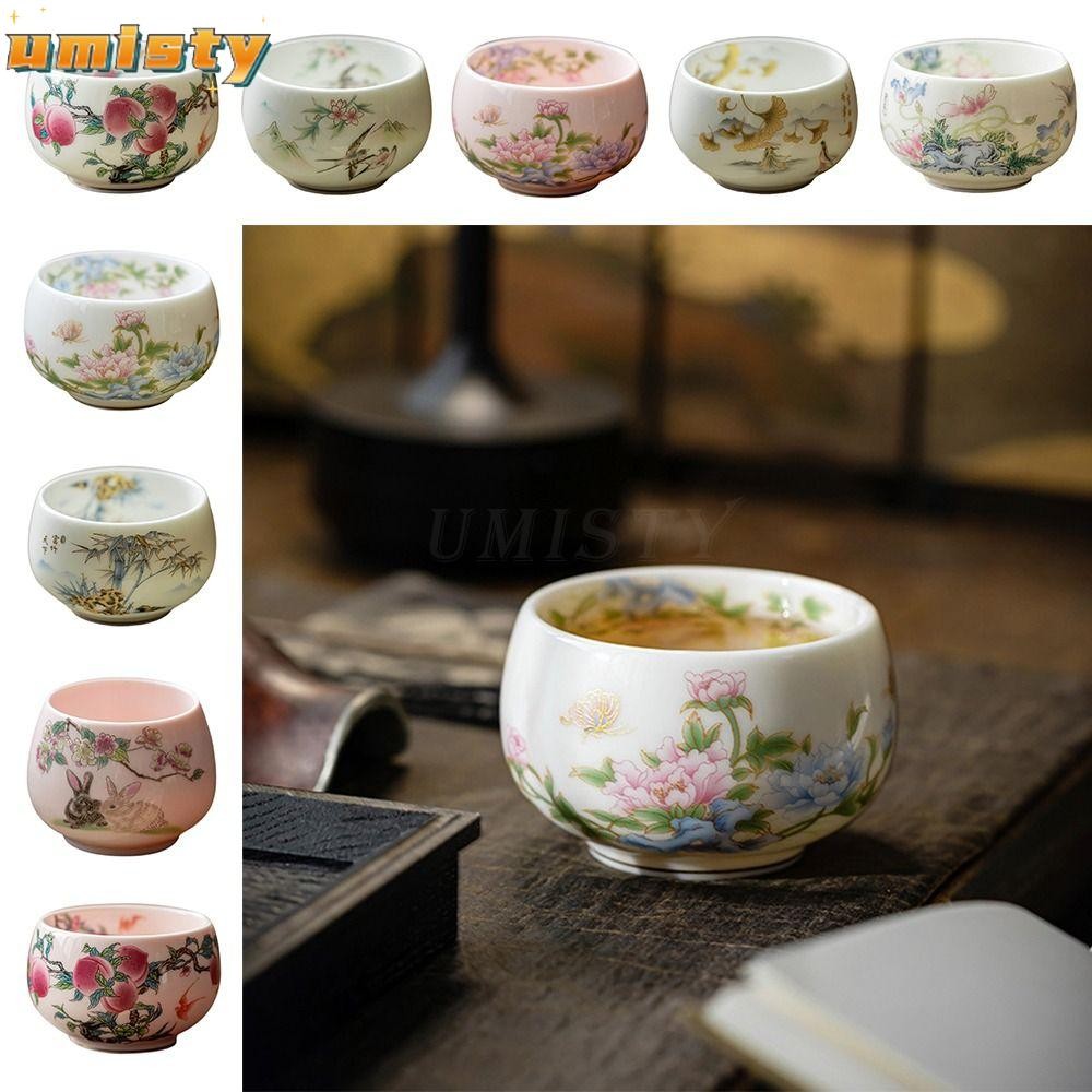 UMISTY Jade Porcelain Teacup, Ceramic Handmade Suet Jade Tea Cup, Creative Japanese Tea Art Zen Meditation Kung Fu Tea Set for Home&Office