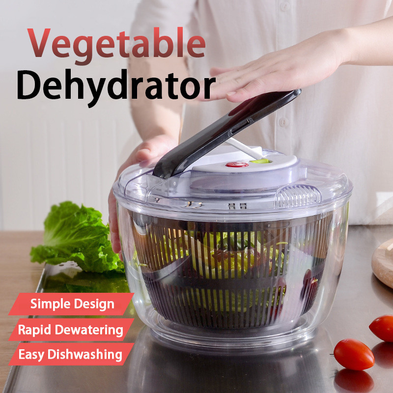 5L Large Capacity Automatic Vegetable Dehydrator Food Fruit Drying Draining Basket Household Strainer Basket Kitchen Tools 24*17*24cm