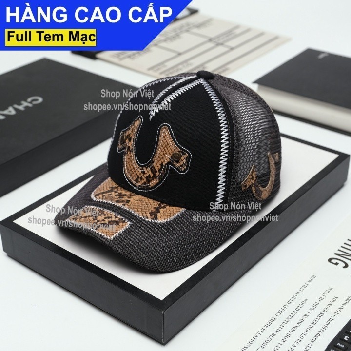 [A131] Dia Dia Dia Hat True Religion Embroidered Snake Skin Pattern Breathable Mesh Black Cotton Khaki Fabric Vertical Form Stripes