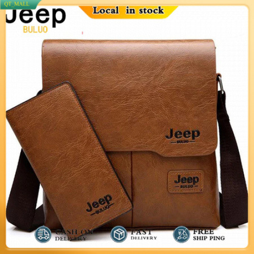 Jeep BULUO Men Shoulder Messenger Bag Man Sling Cross Body Bag Leather Beg Silang Bahu Sandang Lelaki Kulit 1817...