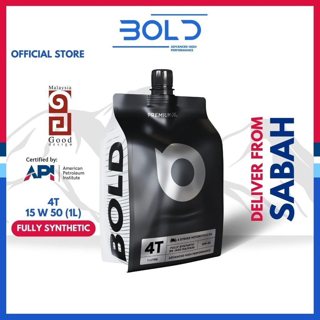 [Sabah] BOLD 4T 15w50 Fully Synthetic MA2 / SN Motorcycle Engine Oil Minyak Hitam Pelincir Motor Motosikal LC135 Y15 16