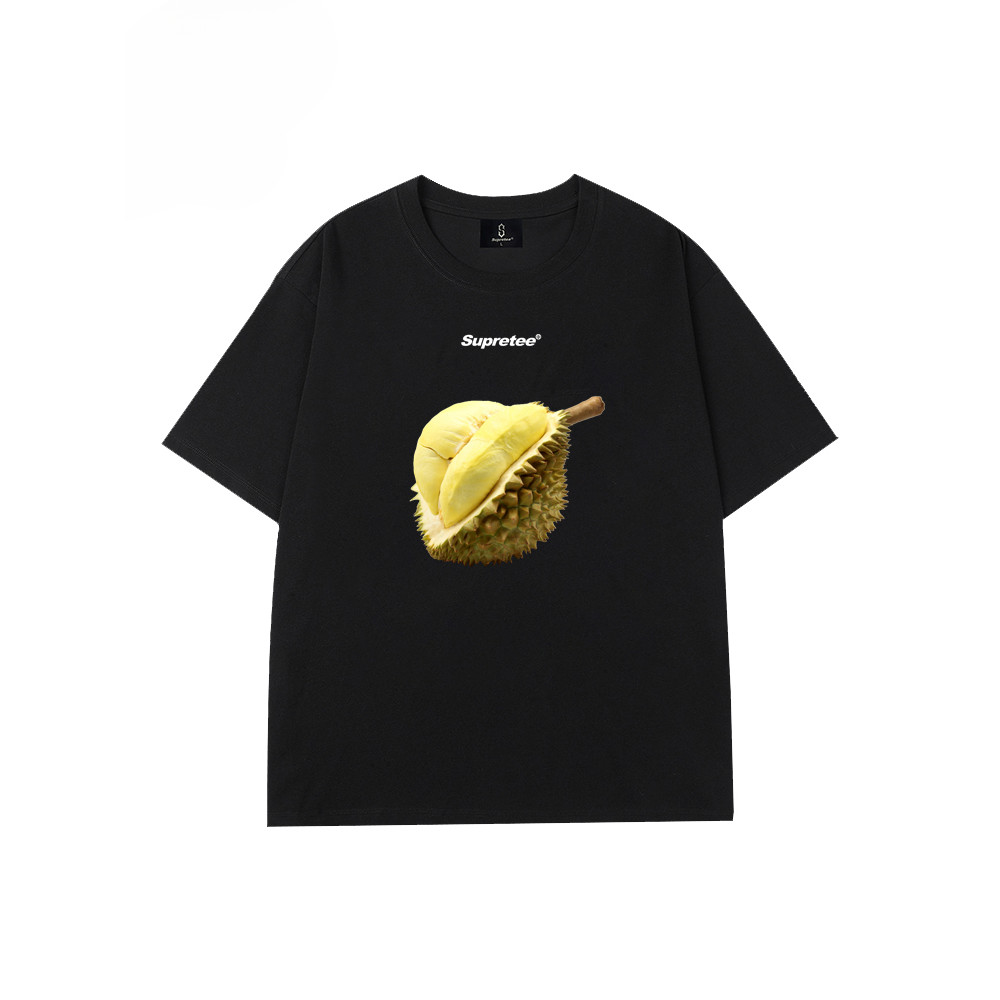 COD New Fruit Durian Printed Round Neck Short Sleeve Loose Cotton T-shirt