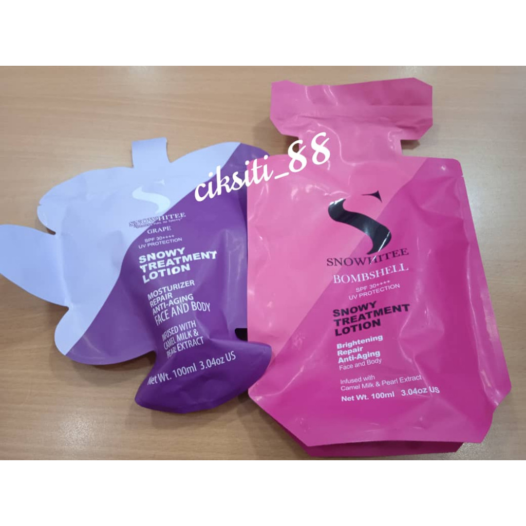 MUAHHH  SNOWHITEE SNOWY TREATMENT LOTION STRAWBERRY BOMSHELL GRAPE LOSYEN SUSU UNTA