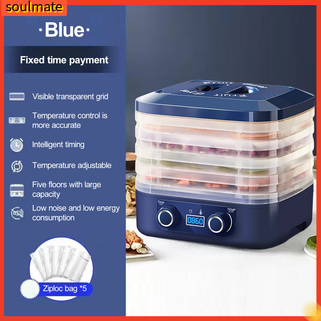 soulmate|  Food Dehydrator Machine 5-layer Bpa-free Food Dehydrator with Timer Large Capacity Fruit Dehydrator for Healthy Snacks Us Plug