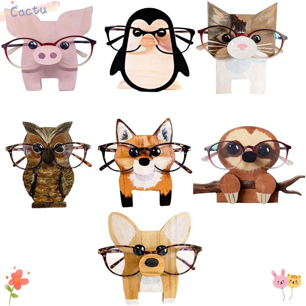 ✿❀CACTU Desktop Decoration Display Stands Eyeglass Retainers Dog Eyeglass Holder Christmas Gift Spectacle Holder Sunglasses Holder Animal Corgi Glasses Frame Wooden