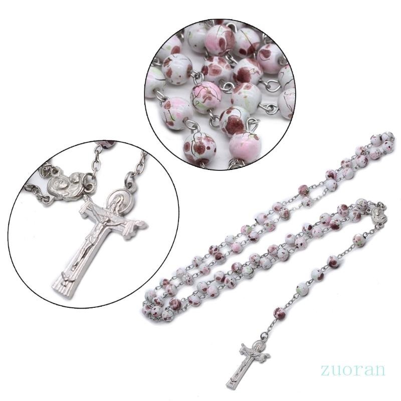 zuo Rosary Cross-shape Necklace Hip-hop Light Luxury Female Summer Niche Clavicle Chain Fashion Curved Needle Bead Chain