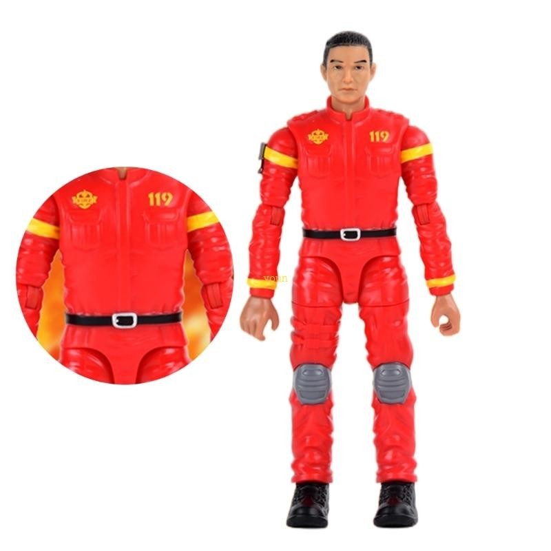 youn Model Firefighter Man Action Figure Set for Kids Plastic Soldier Model Figurine Cake Toppers Boy Birthday