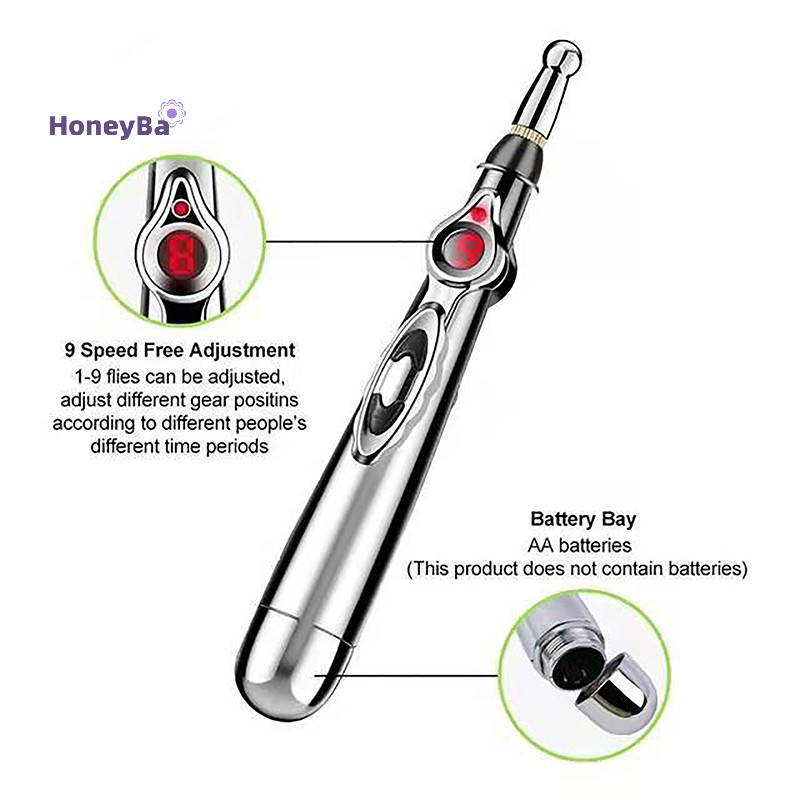 honeybee1 Electric Acupuncture Point Massage Pen Pain Relief Laser Therapy Electronic Meridian Energy Pen Body Head Back Neck Leg Massager Nice