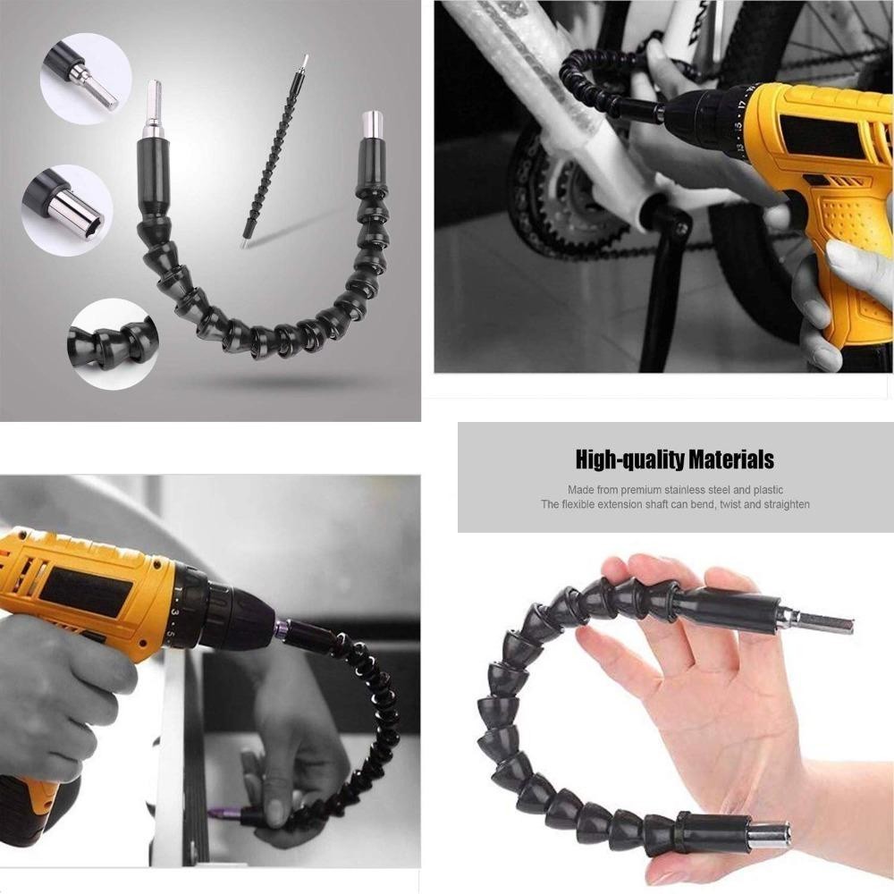 Build Heavy POP 12pcs Drill Bit Extension Iron Screwdriver Right Angle Flex Socket Set Flexible Black Woodworking Too... - Image 2