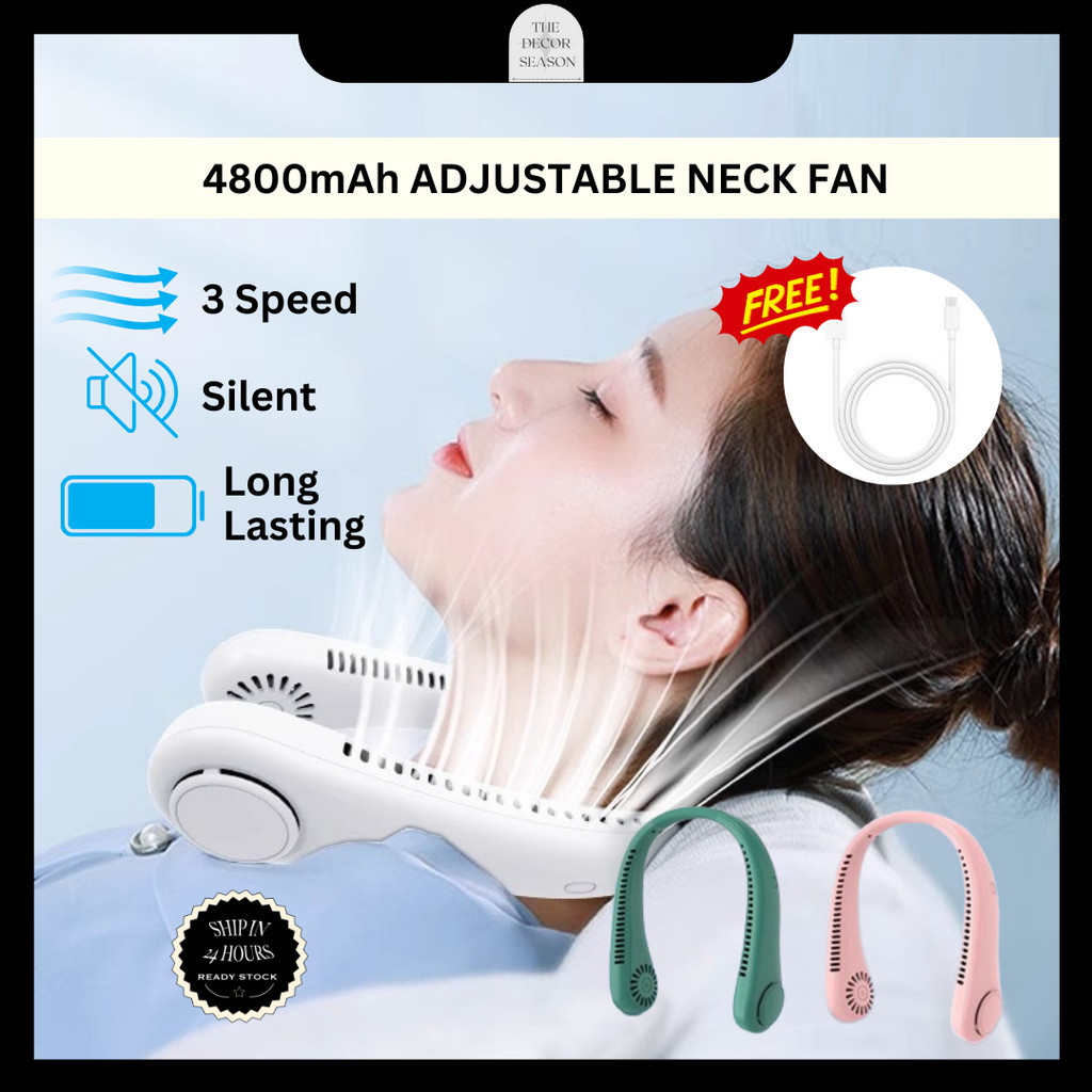 4800mAh Neck Fan Mini Portable Cooling Fan for Kids Sport Kipas Angin Kuat Kipas Gantung Budak Leher Kipas Murah Gila