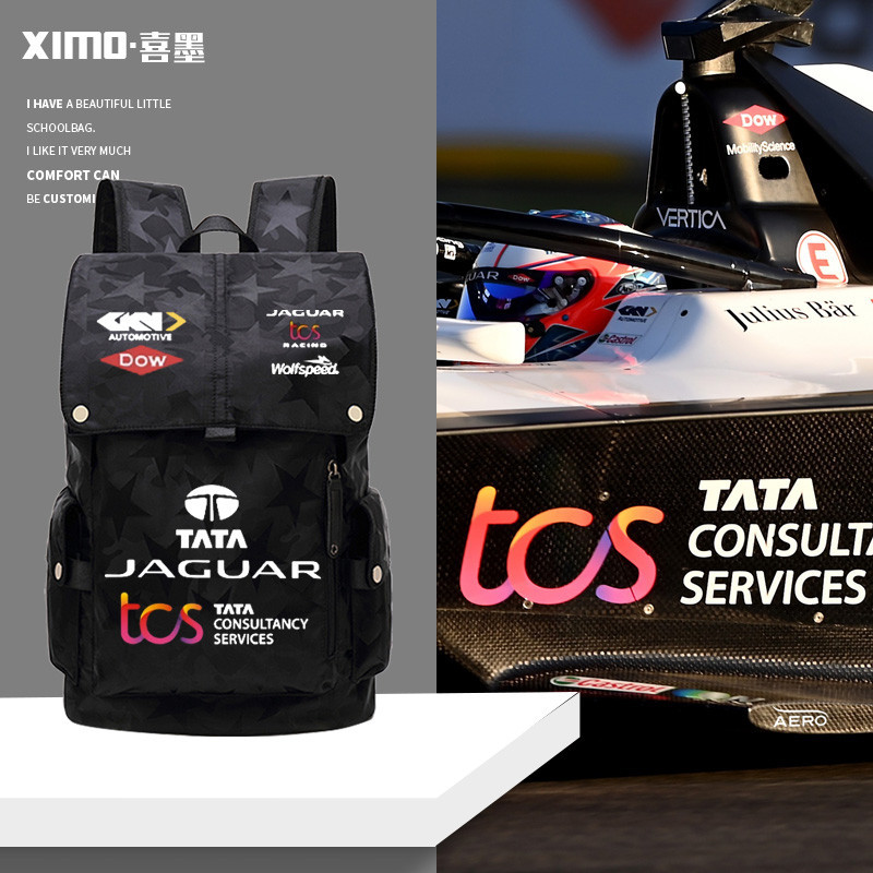 2023 New Style Jaguar TCS Fleet FE Electric Formula Roman Station Racing Backpack Customized Large Capacity Schoolbag Outdoor Activities Backpack Computer Bag Cycling Equipment