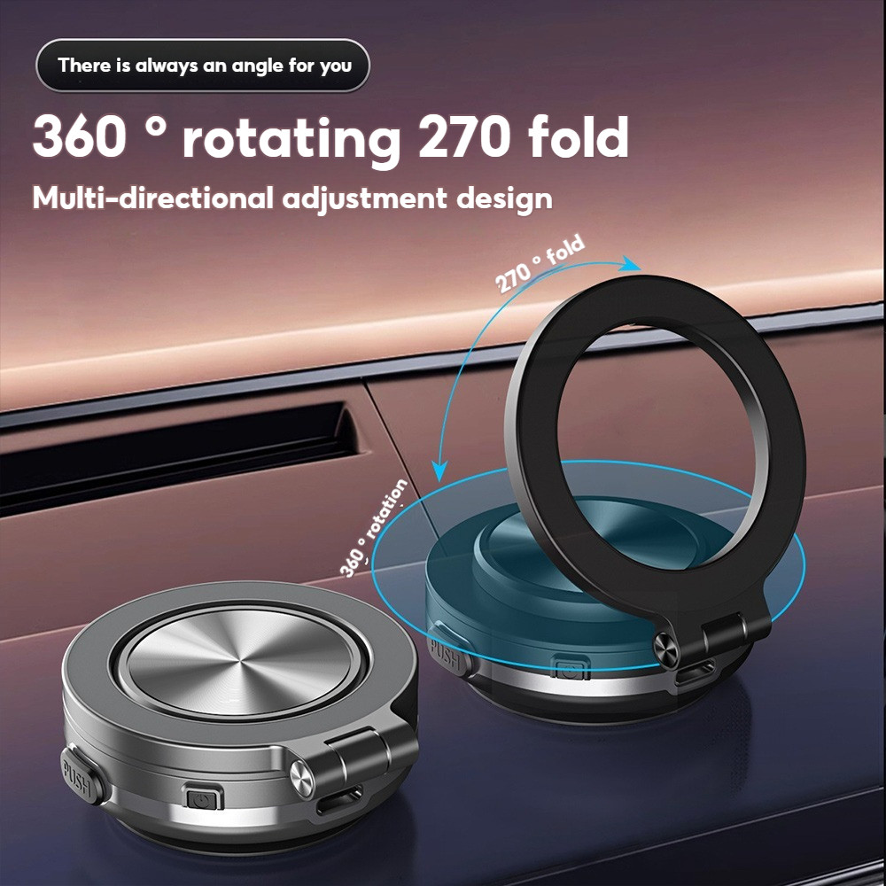Car Phone Holder Electric Suction Cup 360 Rotation Strong Magnetic Adsorption Zinc Alloy Material Stable Non Slip