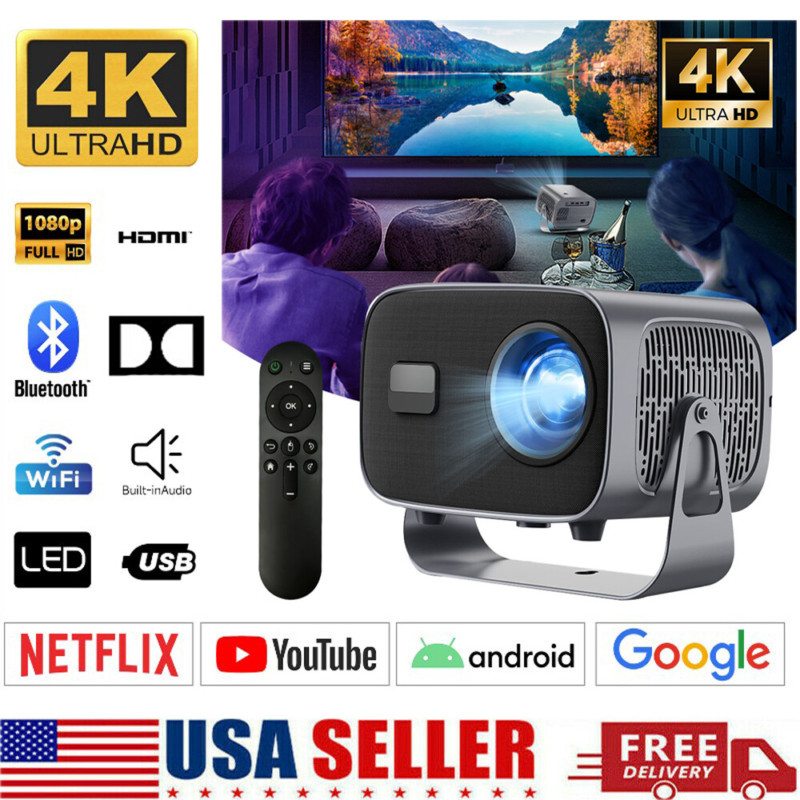 4K Mini Projector 20000 Lumen LED 1080P WiFi Bluetooth UHD Portable Home Theater