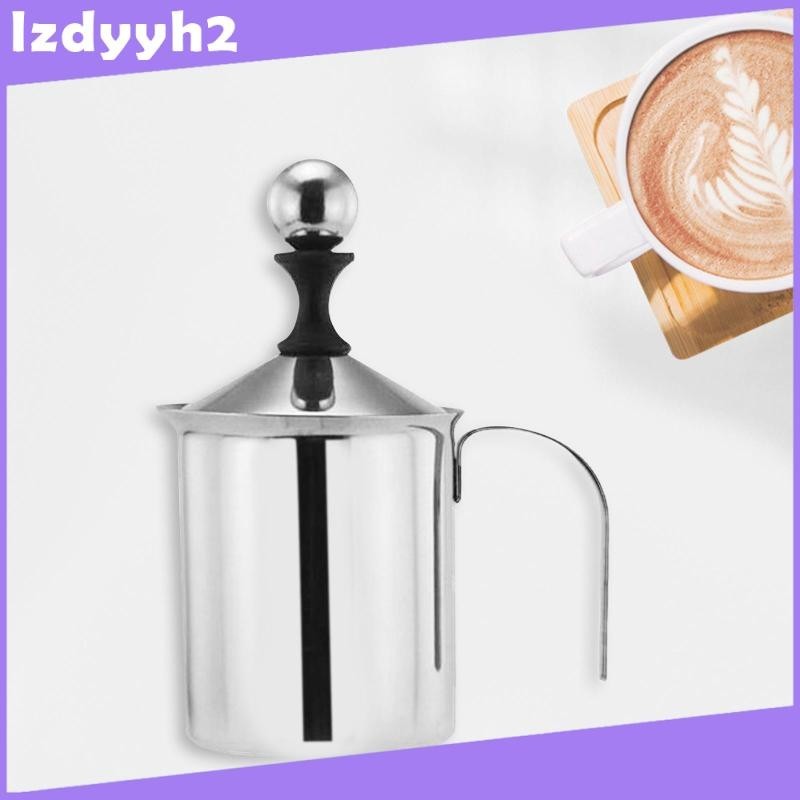 [LzdyyhacMY] Manual Milk Foam Frother 400ml Milk Frother Stainless Steel Handheld 7.6 X 17cm for Kitchen Hotel Rustproof