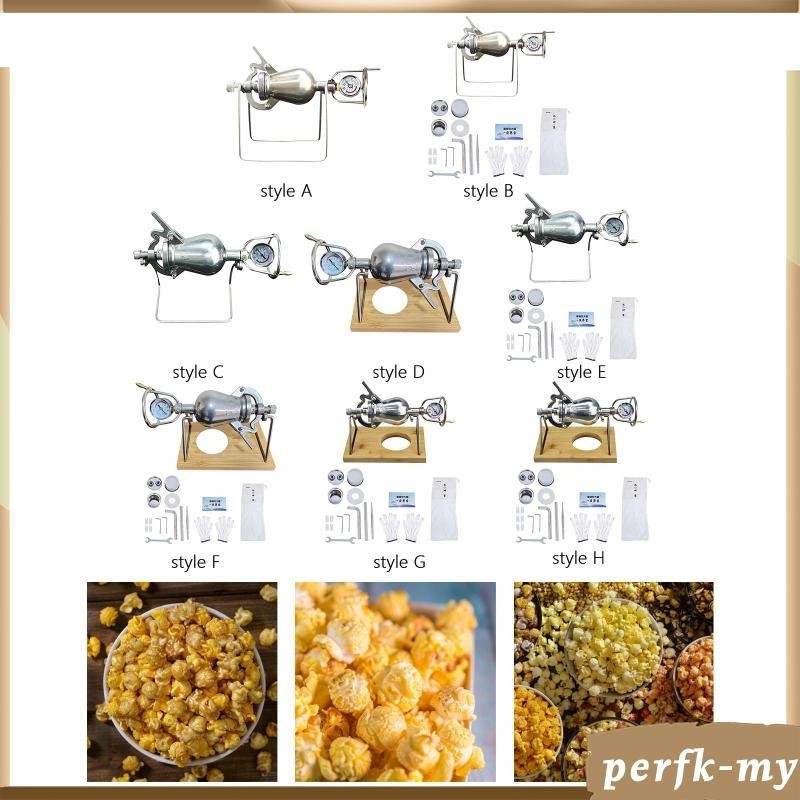 [PerfkMY] Stainless Steel Popcorn Maker Hand Cranked Popcorn Machine Gourd Type with