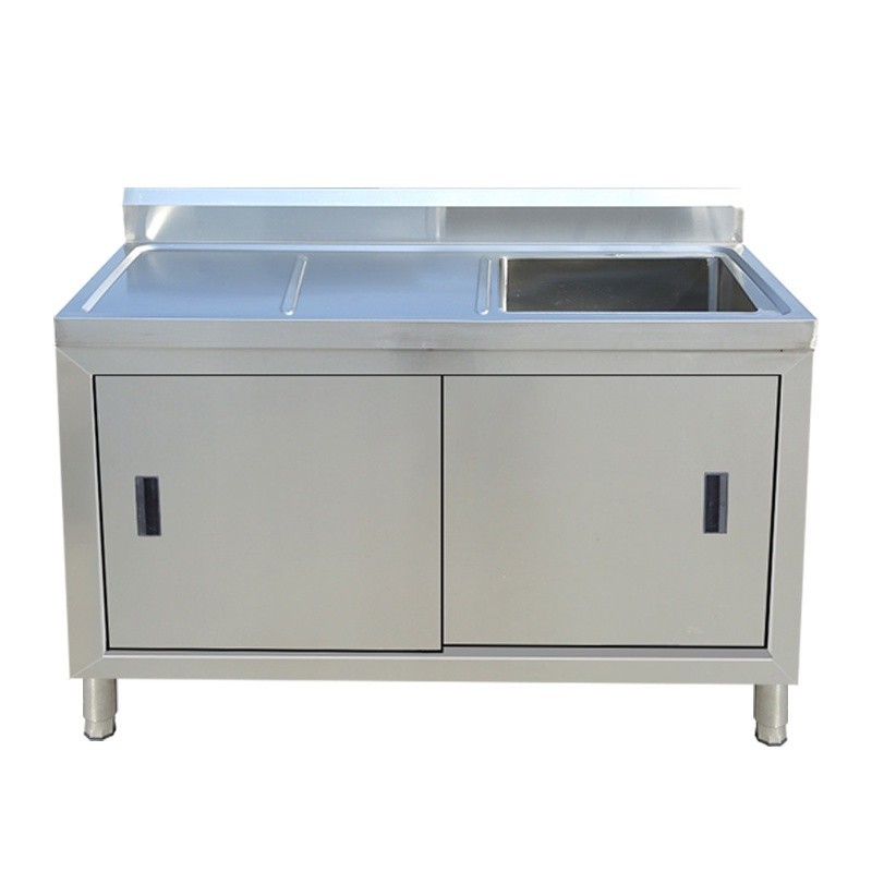 Thickened stainless steel sink cabinet sliding door sink stove operation storage pool integrated cabinet home commercial