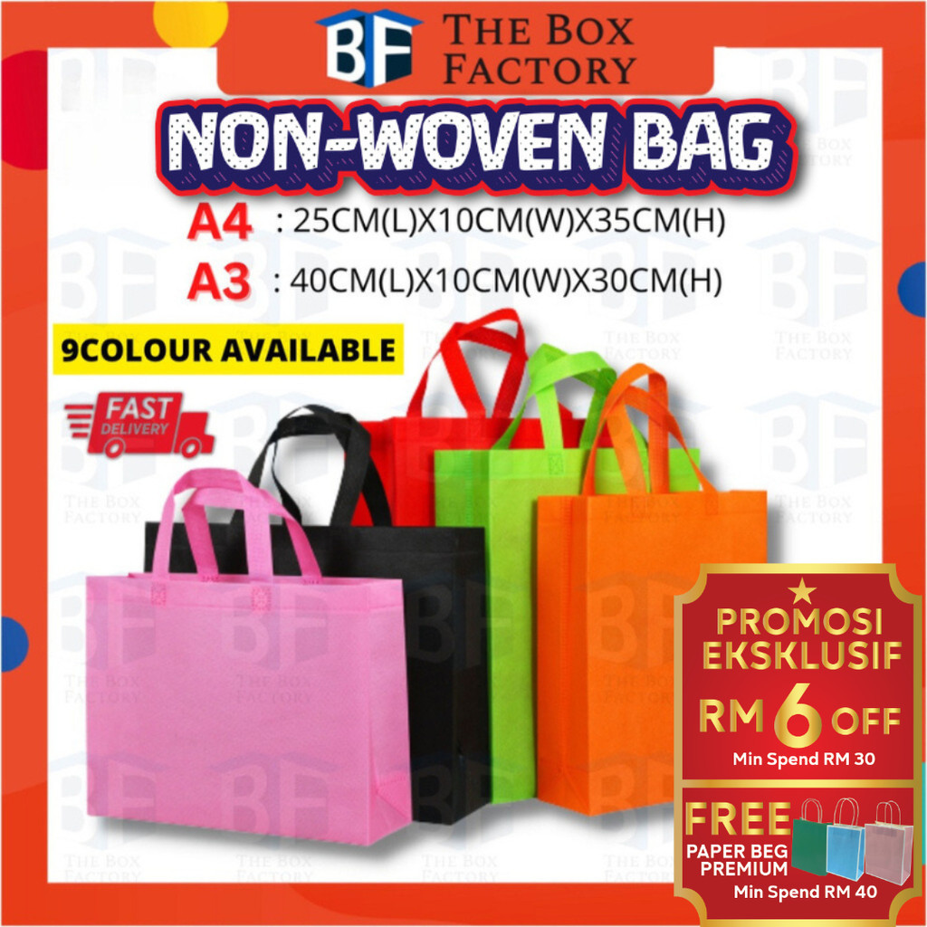 LOWEST PRICE TBF A4 A3 Non Woven Bag Tote Bag Shopping Woven Bag Gift Bag Doorgift Bag Go Green bag Eco Bag Beg Kain