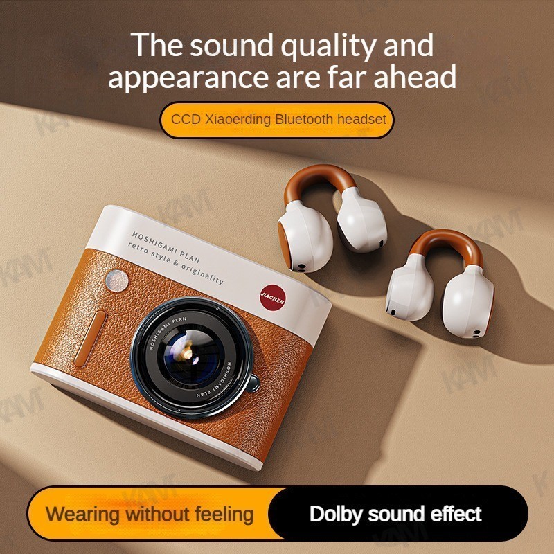 Kam Retro camera style Bluetooth headphones clip-on wireless bone conduction non-in-ear sports headphones HD sound quality