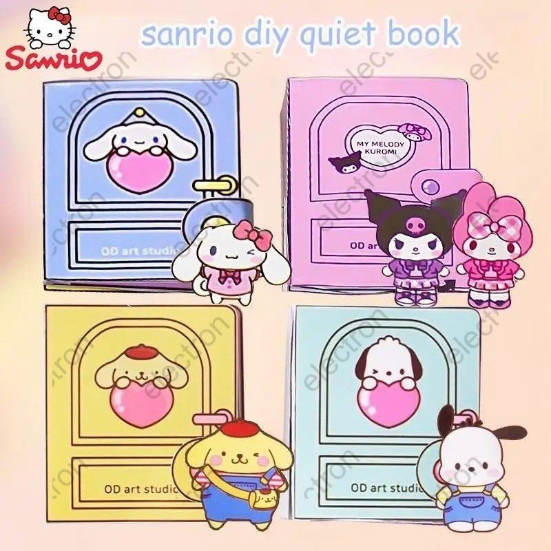 Sanrio Quiet Book,complete Set Of Quiet Books, Handmade Splicing, Cute Stickers,Kuromi Book Melody Quiet Book Children Girls Handmade DIY Toys Election