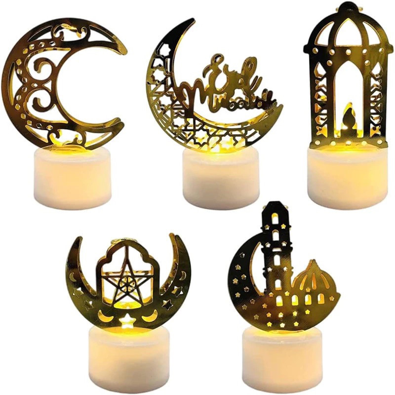 Ramadan Mini Lanterns Decoration Eid Mubarak Candle Ramadan Lantern Lights Eid Mubarak Islamic Tabletop Decorations