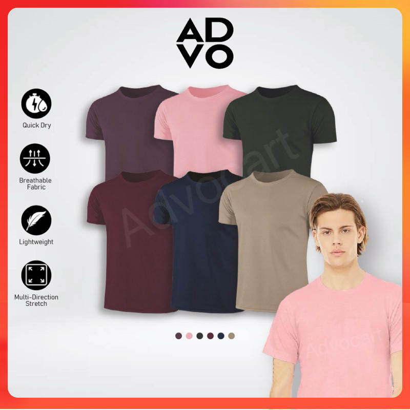ADVO [New Series] Microfiber T-Shirt Men Round Neck T shirt Short Sleeve Baju Lelaki Plain Unisex Quick Dry