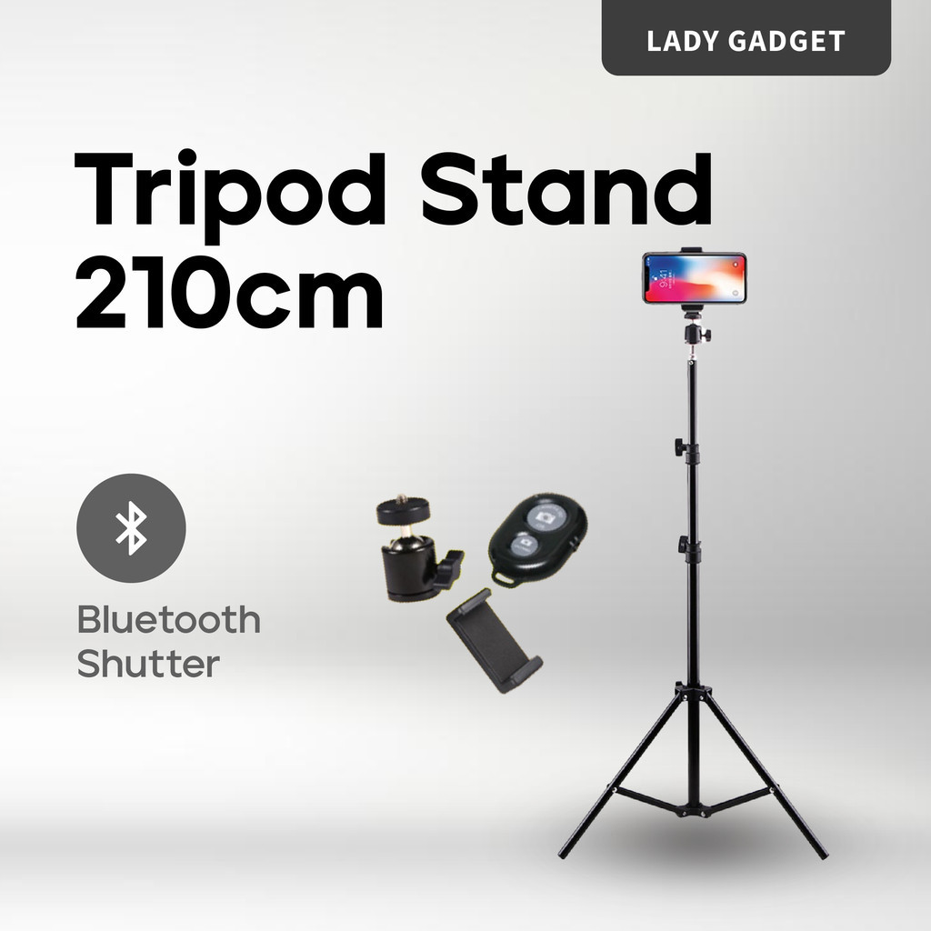 Portable 210cm Tripod Adjustable Stand Live Camera Selfie Tripod Phone Holder 2.1m K3 wth Bluetooth Shutter