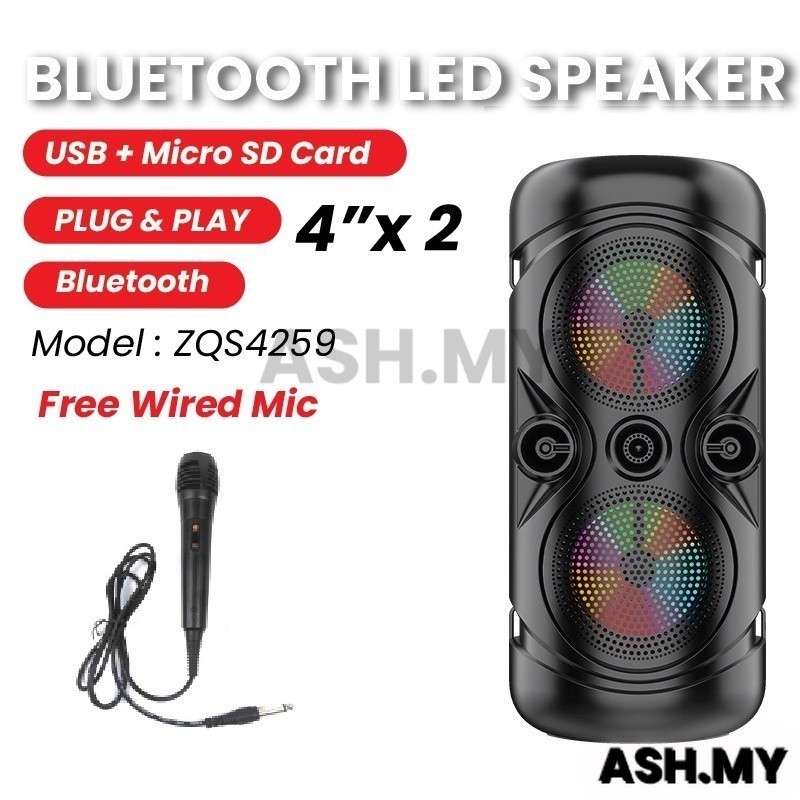ZQS-4259 portable outdoor home bass high quality LED light with radio/USB/TF card/mic speaker Bluetooth speaker