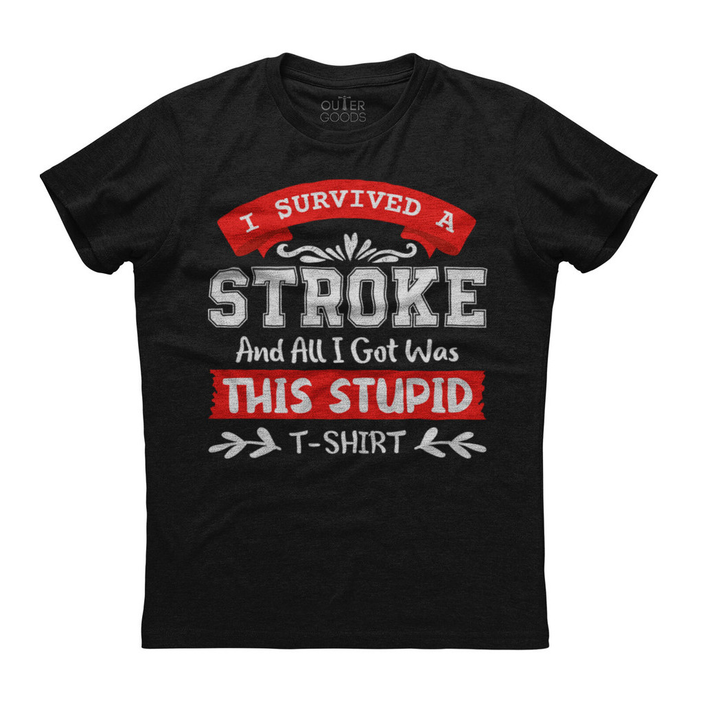 Stroke Survivor Retro Awareness Funny Mens Cotton Black T-Shirt