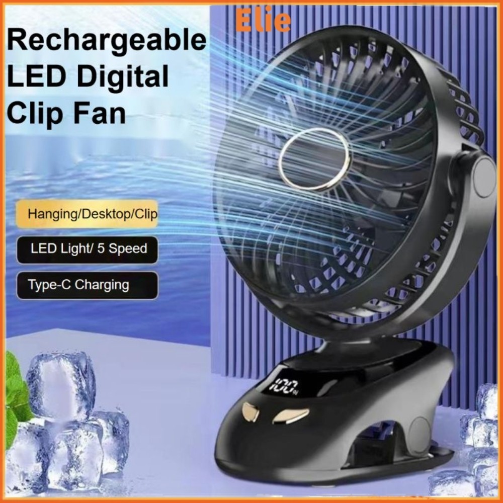 【Malaysia Stock】20000mAh portable USB rechargeable clip fan strong Wind Mini Cooling Fan For Baby Stroller Table Fan 90° Rotation 夹子风扇