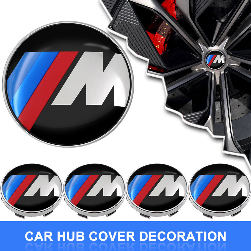 4PCS 56mm/60mm Car Rim Cover Decal Tire Wheel Center Hub Cap Sticker Emblem Decal For BMW M E34 E36 E60 E90 E46 E39 E70 F10 F20 F30 X5 X6 M3 M5 M6