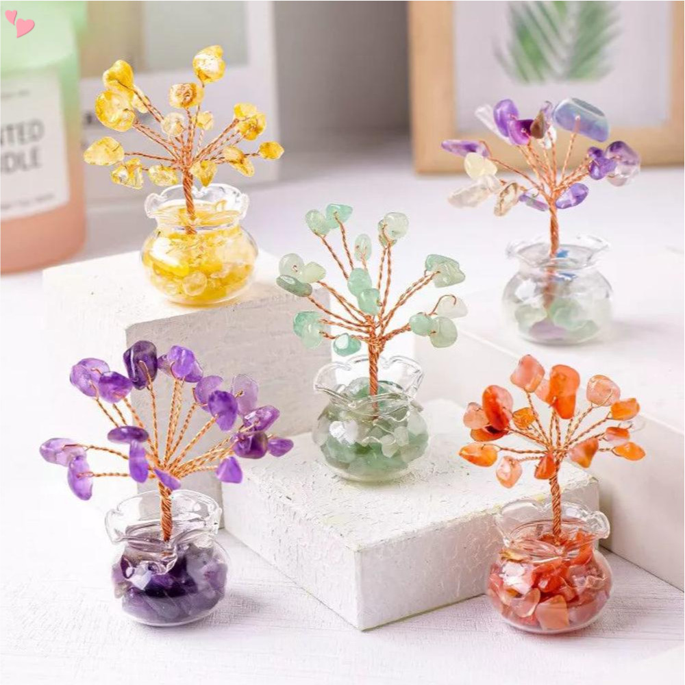 Crystal Tree Natural Healing Crystal Gemstone Money Tree Feng Shui Pink Quartz Stone Tree Life Ornament for Home Office Decor Wealth Good Luck Gift for Mom Mothers Day