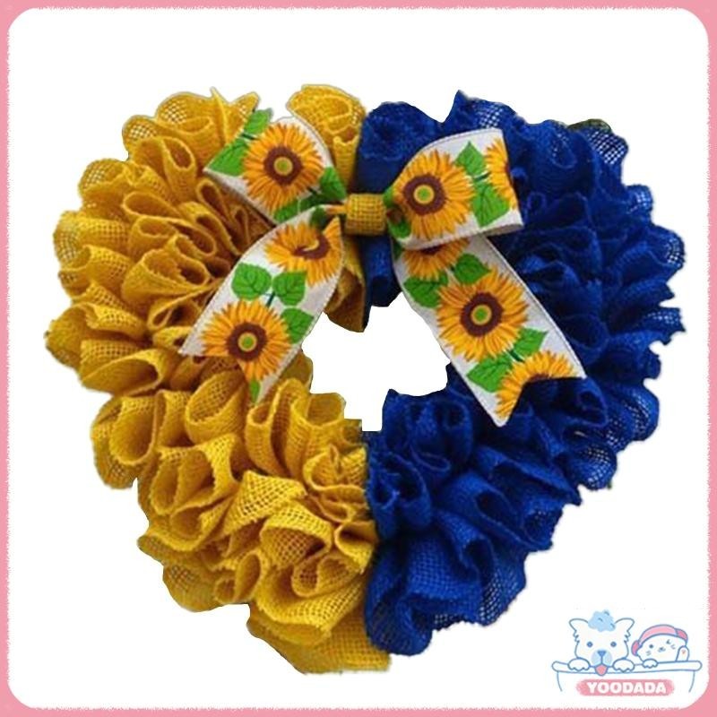 Yoo Ukrainian Peach Heart Wreath Sunflower Bowknot Garland Pendant Ornament