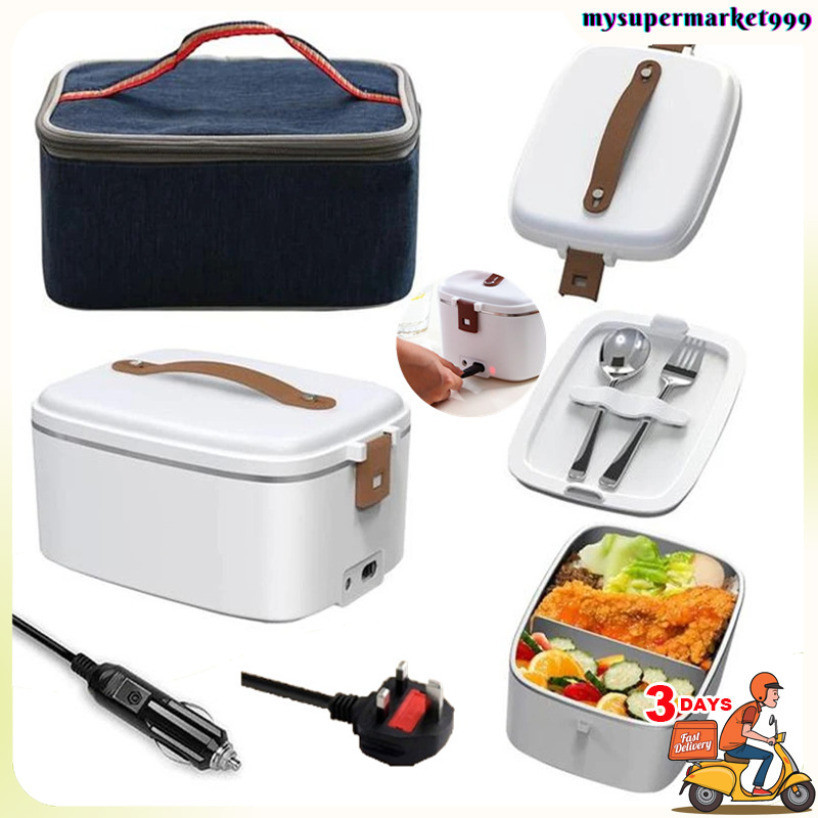 1.8L Heating Lunch Box Dual Use Home Car Stainless Steel Electric Food Warmer Container Set with Thermal Bag 220V 12V24V