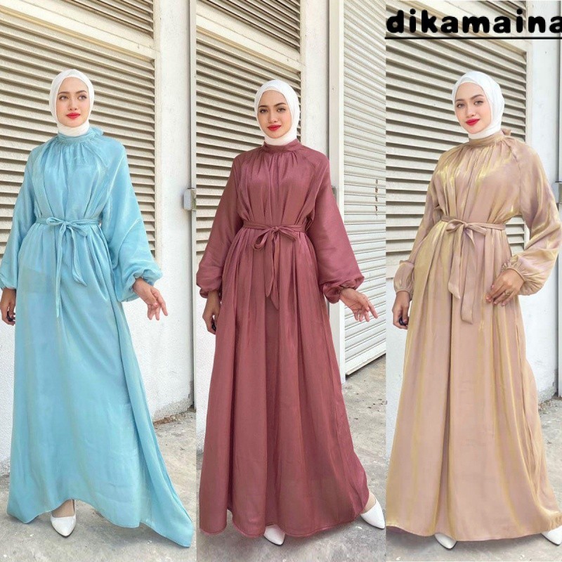 Dikamaina Muslim Girl Abaya Dress Chiffon Modest Dubai Attire Arabian Islamic Player Kurta Hijab Ramadan Eid Thobe